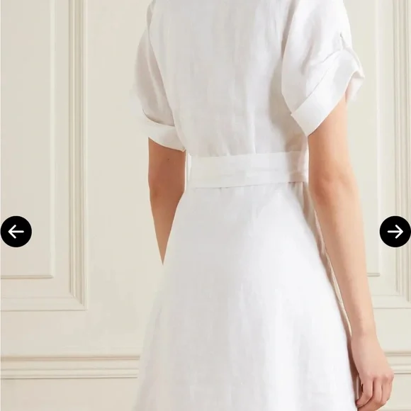 Equipment White Short-Sleeve Shirt Mini Dress with Tie Waist - Picture 2 of 8